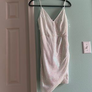 White sequins prom dress